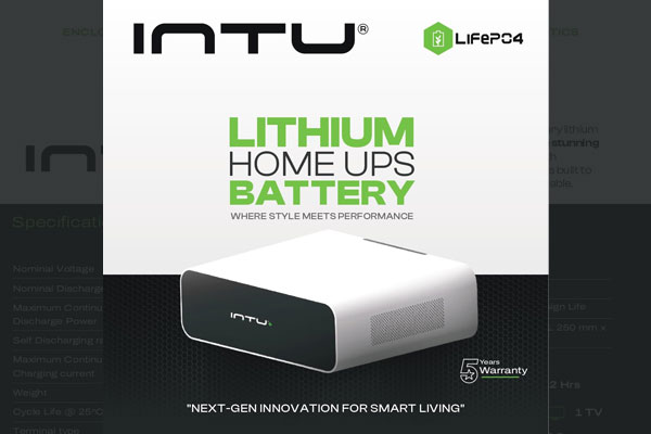 Intu Lithium Home UPS Battery - powerfull systems